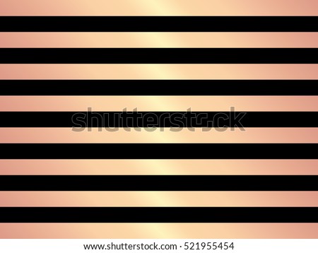 Striped rose gold vintage pattern on black background. Vector illustration for design. Rose gold abstract wallpaper. Elegant luxury art deco pattern.