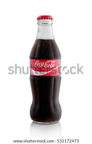 MINSK, BELARUS-DECEMBER 8, 2016: Editorial photo of Coca-Cola bottle isolated on white. Coca-Cola is a carbonated soft drink sold in stores, throughout the world.