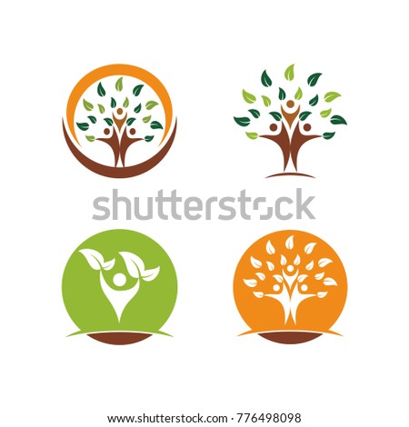 Set Tree Icons Illustrations Vector Illustration Stock Vector 79238914 Shutterstock Tree Logo Setpeople Logo Setfamily