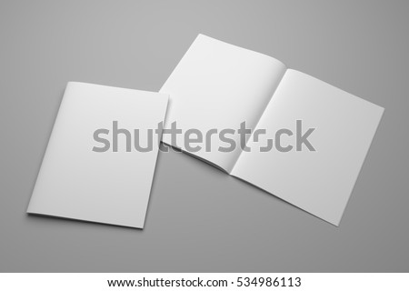 Blank 3D illustration magazines mockup on gray.