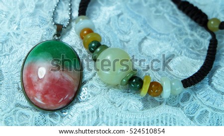 Three color jade necklace Honey Jade Bracelet Chinese people called the Fu Lu Shou.