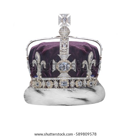Royal crown with jewels isolated on white.