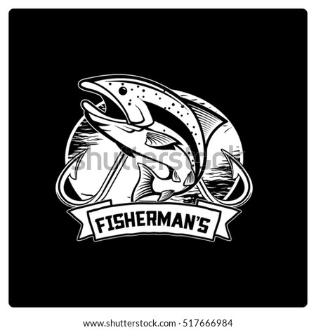 Vector Vintage Fisherman Logo Design Stock Vector 517861564 - Shutterstock