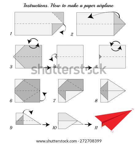 Instructions How Make Paper Airplane Paper Stock Vector 