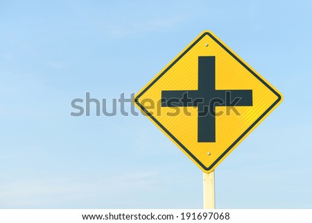 Crossroads Sign Road Sign Warns Intersection Stock Photo 154175702 ...