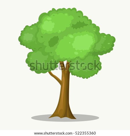 Big Tree Cartoon Park Forest Scene Vector Stock Vector 522355360