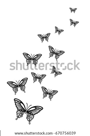Download Flying Butterflies Outline Isolated Stock Vector 670756039 ...