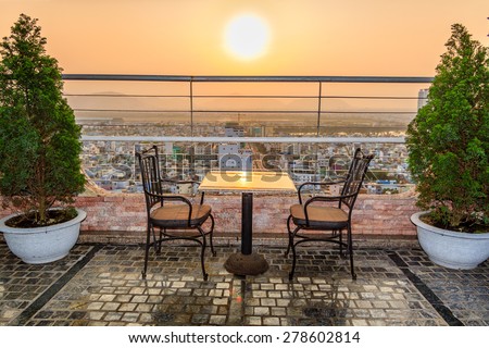 DANANG, VIETNAM - MARCH 14: View from the top of Hoang Anh Gia Lai Hotel Bar on March 14, 2014 in Danang city, Vietnam