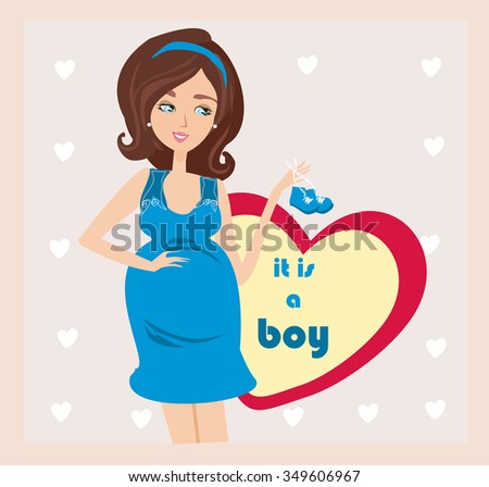 It's A boy! - pregnant woman card