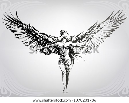  Girl  Wings  Eagle Stock Vector Royalty Free 1070231786 