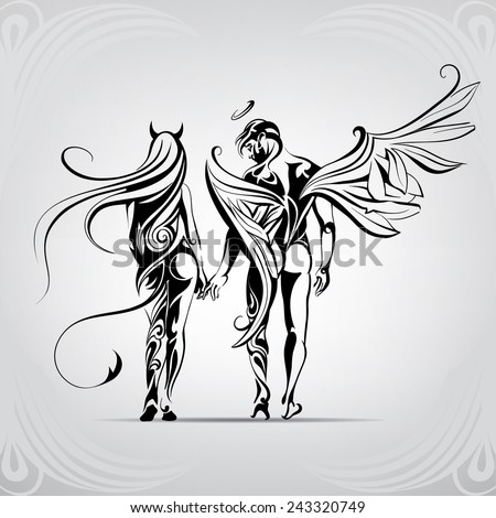 Angels Demons Ornament Stock Vector 243320749 - Shutterstock