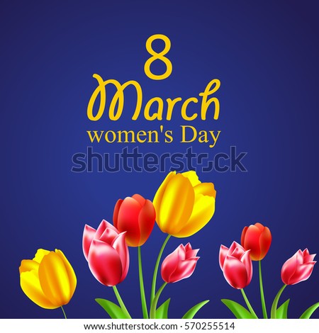 8 March International Women's Day bouquet of beautiful tulips