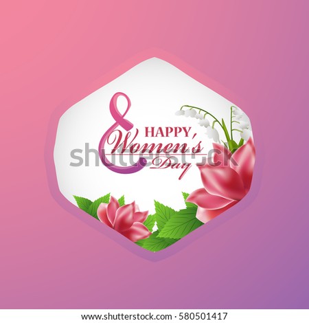 8 March International Women's Day greeting card with a beautiful bouquet of flowers