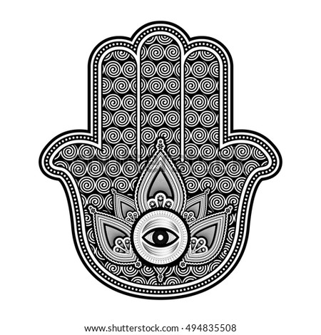 Vector Indian Hand Drawn Hamsa Symbol Stock Vector 254600365 - Shutterstock