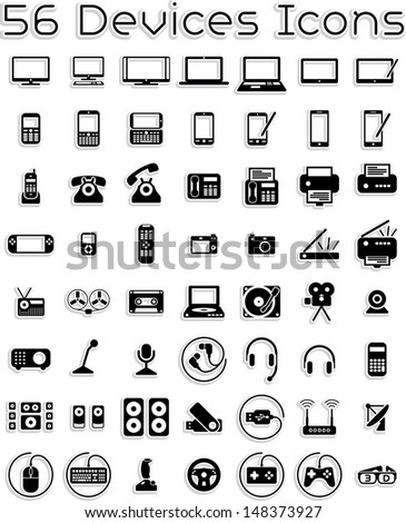 Electronic Devices Icons - Vector icons set covering electronic devices: computers, tablets, laptops, accessories. 