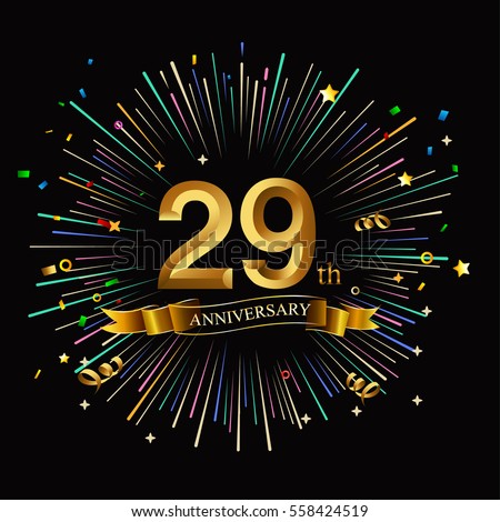 Happy 29th Anniversary Fireworks Star On Stock Vector 558424519