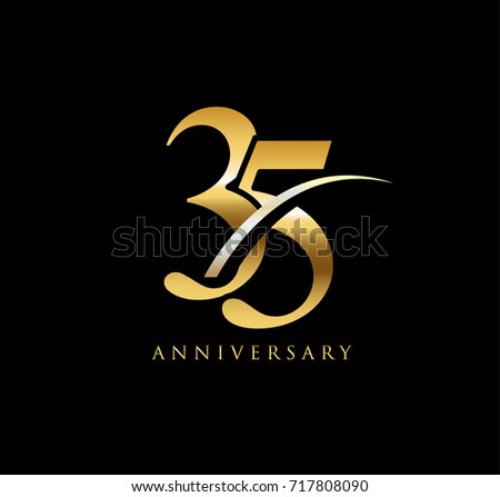 35th Anniversary Gold Ring Graphic Elementson Stock Vector 507671563 ...