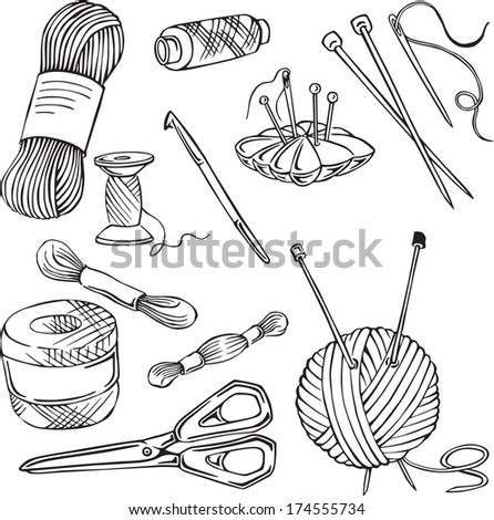 Craft Icons Sewing Icons Sewing Knitting Stock Vector 87921544 ...