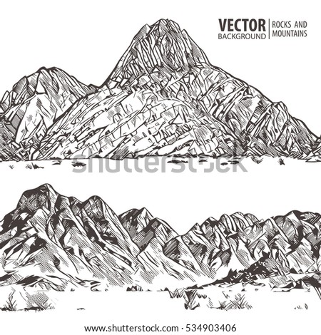 Mountains Ranges Set Nature Sketch Spiky Stock Vector 534903406 ...