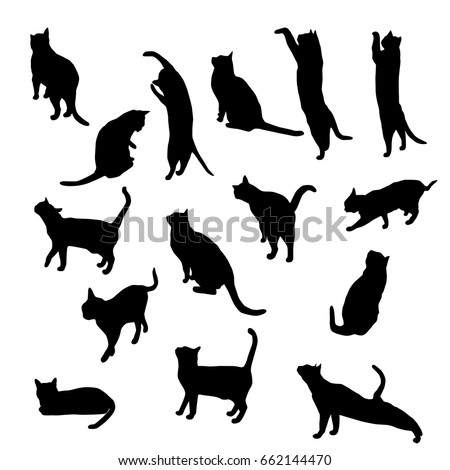 Cats Collection Vector Silhouette Stock Vector 119484406 - Shutterstock