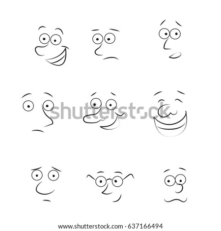 Cartoon Face Emotions Set Stock Vector 139138388 - Shutterstock