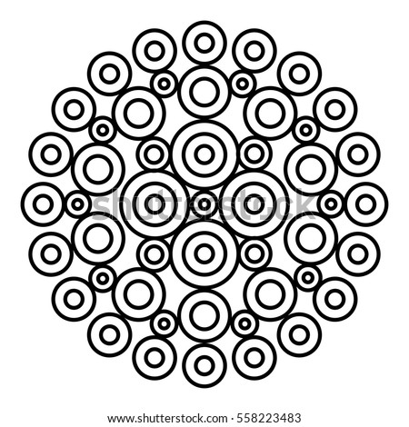 Easy Black And White Mandala For Coloring Book Pages Concentric Circles In A Doodle Floral