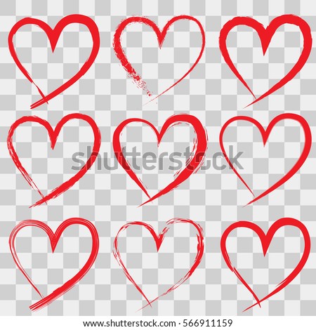 Hand Drawn Hearts On Transparent Background Stock Vector ...