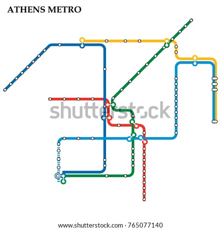 Map Athens Metro Subway Template City Stock Vector 765077140 - Shutterstock