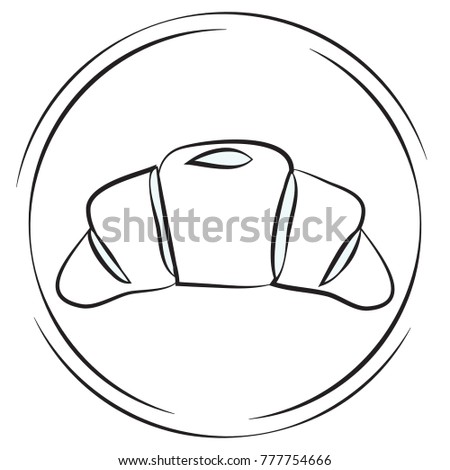 Drawn Scrawl Of The Traditional French Breakfast Croissant Vector Illustration Drawn Scrawl Of The Traditional French Breakfast Croissant Vector Illustration