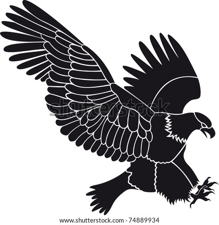 Eagle Silhouette Isolated On White Background Stock Illustration ...