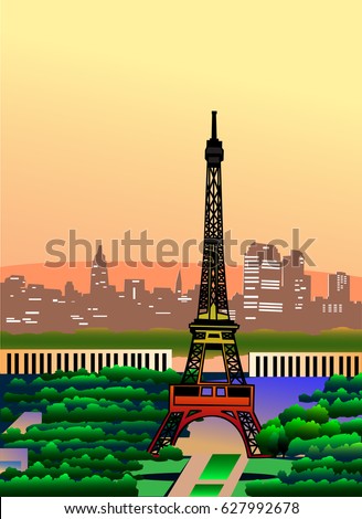 Fashion French Cartoon Family Paris Eiffel Stock Vector 125059046 ...