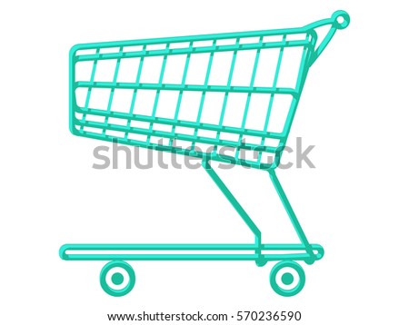 Realistic Line Drawing Shopping Cart Vector Stock Vector 134227991