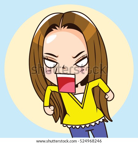Cartoon Character Angry Woman Vector Illustration Stock Vector