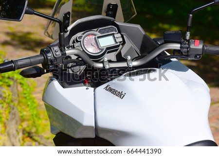 FRANKFURT,GERMANY-JUNE 17: KAWASAKI logo on June 17,2017 in Frankfurt,Germany.