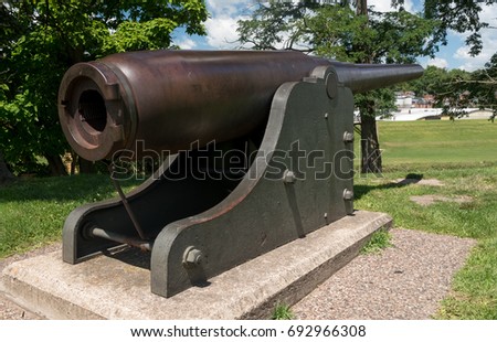 Very old artillery canon in a park