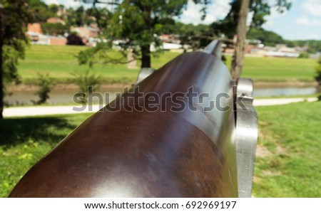Very old artillery canon in a park