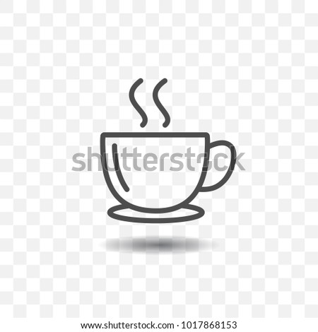 Outlined Coffee Cup Icon Simple Vector With Shadow On Transparent Background Outlined Coffee Cup Icon Simple Vector With Shadow On Transparent Background