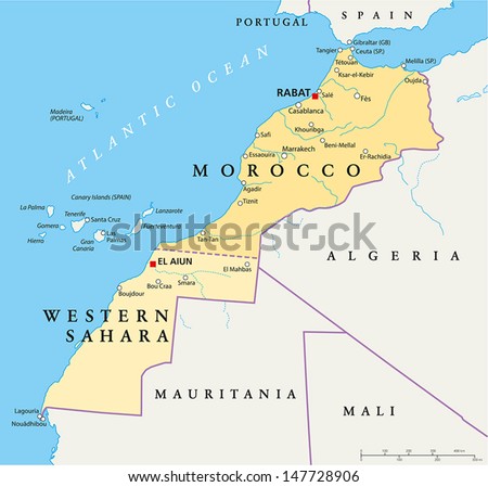 Morocco Western Sahara Map Hand Drawn Stock Vector 147728906 - Shutterstock