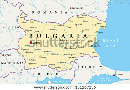 Bulgaria Political Map Political Map Bulgaria Stock Vector 151269236 ...