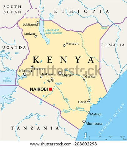 Kenya Political Map Political Map Kenya Stock Vector 208602298 ...
