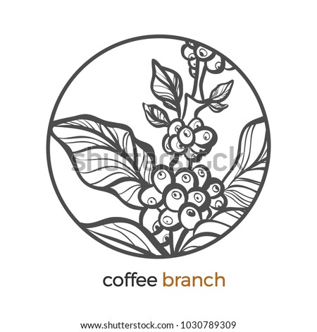 Download Vector Sticker Coffee Tree Branch Logo Stock Vector ...