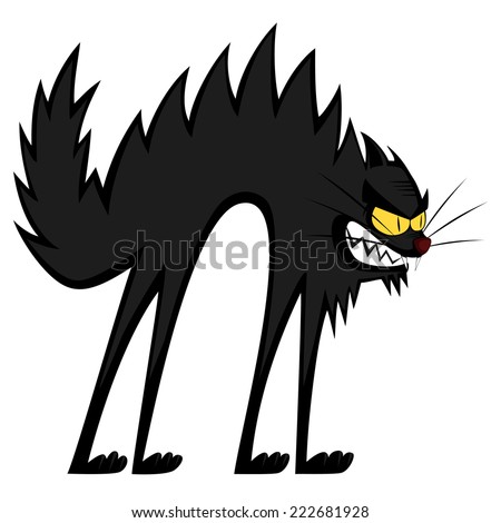 Cool cats - an angry black tomcat's fury - stock vector