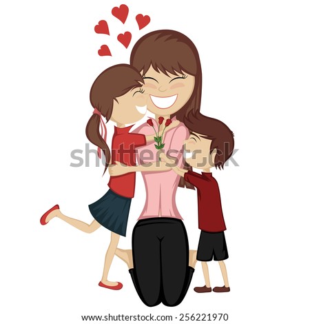 Lovin' mommy collection - A cute brunette girl and boy surprise their mom.