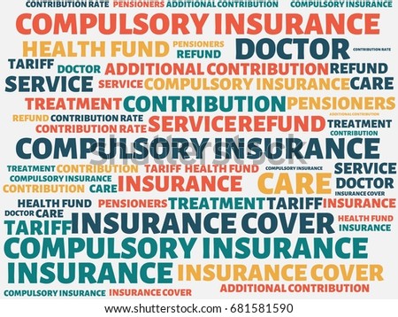 COMPULSORY INSURANCE - image with words associated with the topic HEALTH INSURANCE, word,
