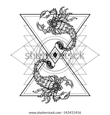 vector illustration scorpions tattoo prints on stock vector vector illustration scorpions tattoo prints on stock vector