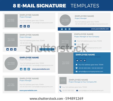 Set 8 Flat Modern Email Signature Stock Vector 594891269 