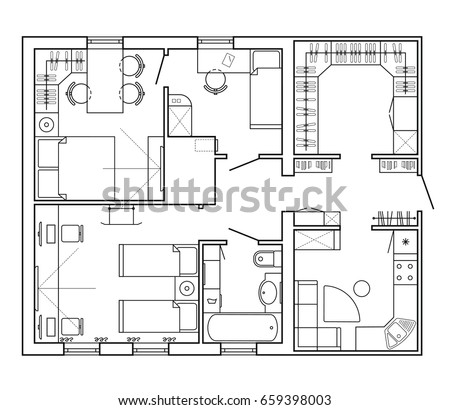 Architectural Plan House Layout Apartment Furniture Stock Vector HD ... Architectural Plan House Layout Apartment Furniture Stock Vector HD ...