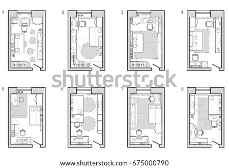 Architecture Design Elements set furniture bedroom top view layout stock vector 560416435 Architecture Design Elements set furniture bedroom top view layout stock vector 560416435