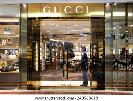KUALA LUMPUR, MALAYSIA - DECEMBER 20 : Exterior View of Gucci Shop on December 20, 2014 in Kuala Lumpur, Malaysia. Gucci is an Italian fashion and leather goods brand. Was founded in 1921.
