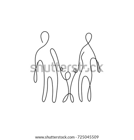 One Line Design Silhouette Familyhand Drawn Stock Vector 725045509 ...